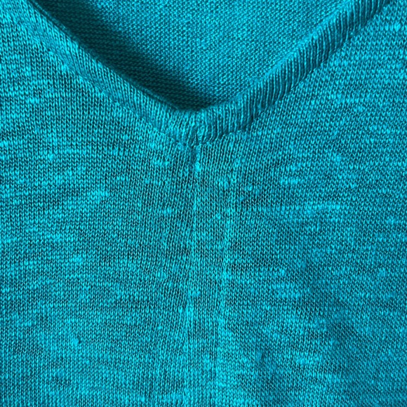 J.‎ Jill Love 100% Linen Dark Teal V Neck Short Sleeve Blouse Top Lightweight L - Picture 6 of 13